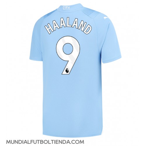 Camiseta Manchester City Erling Haaland #9 Primera Equipación Replica 2023-24 mangas cortas